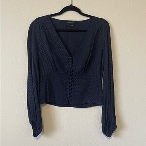 Sanctuary Navy Button-Front Blouse